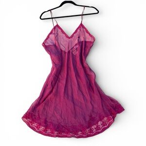 vintage magenta silk blend embroidered slip dress